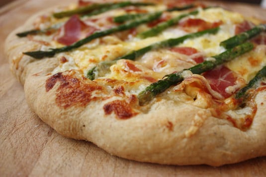 Breakfast: Scrambled Eggs, Asparagus and Pancetta Pizza Breakfast: Scrambled Eggs, Asparagus and Pancetta Pizza