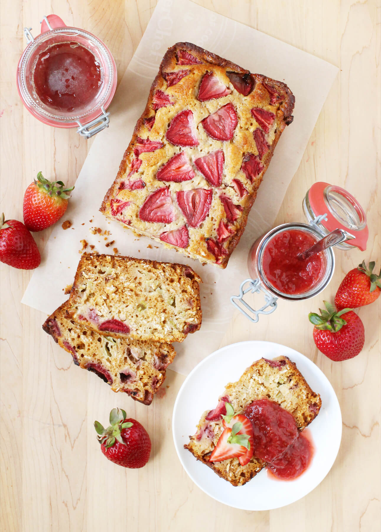 Honey, Rhubarb, and Strawberry Bread Food Nouveau