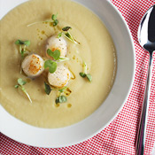 Parsnip, Pear and Maple Soup with Seared Scallops: A velvety smooth and luxurious soup. Parsnip, Pear and Maple Soup with Seared Scallops: A velvety smooth and luxurious soup.