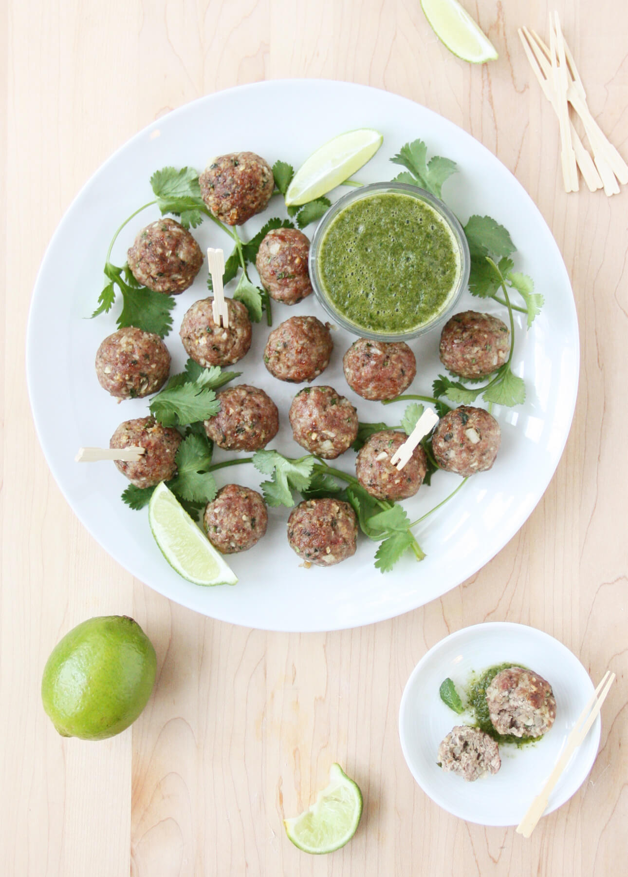 Indian Lamb Meatballs with Mint, Coriander, and Lime Chutney // FoodNouveau.com