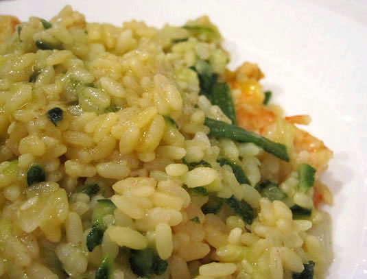 My first risotto without cheese at Ripa 12, in Trastevere (shrimp and zucchini risotto)