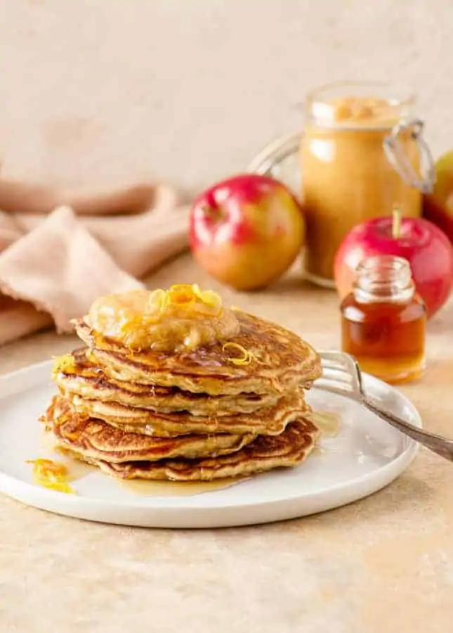 Whole Wheat Apple Pancakes with Baked Citrus Applesauce // FoodNouveau.com
