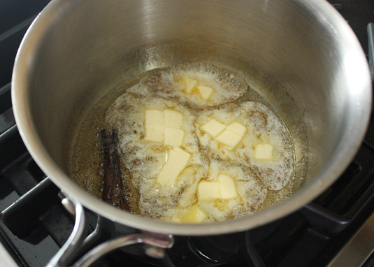 Making caramel: Stir in the butter