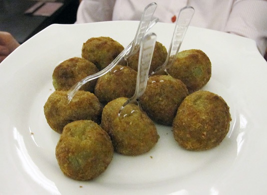 Another kind of arancini, much smaller and filled with spinach.