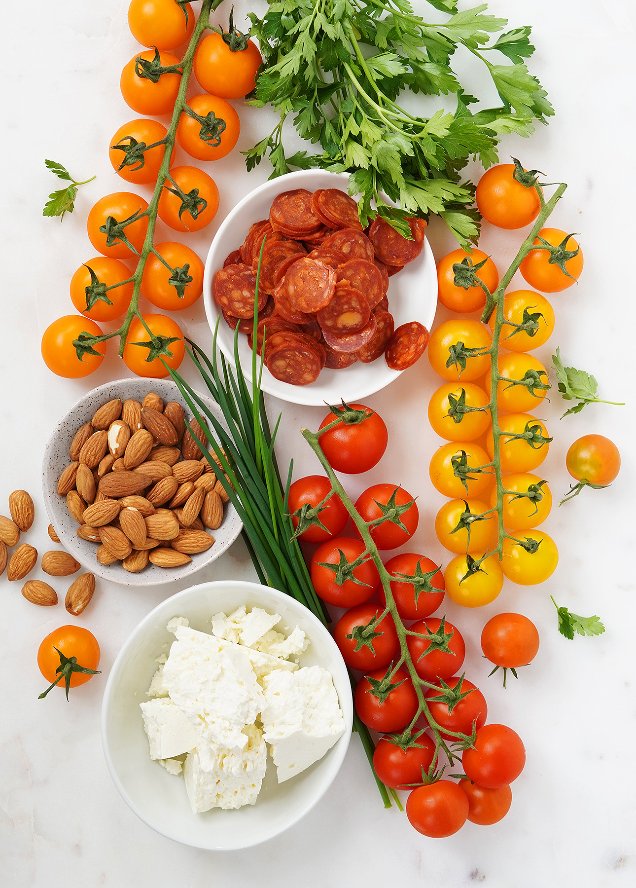 The ingredients required to make a Spanish tomato salad // FoodNouveau.com