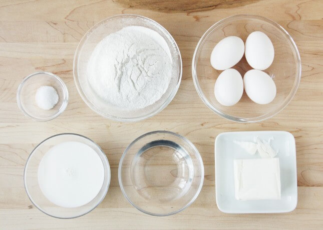Choux paste ingredients to make éclairs // FoodNouveau.com