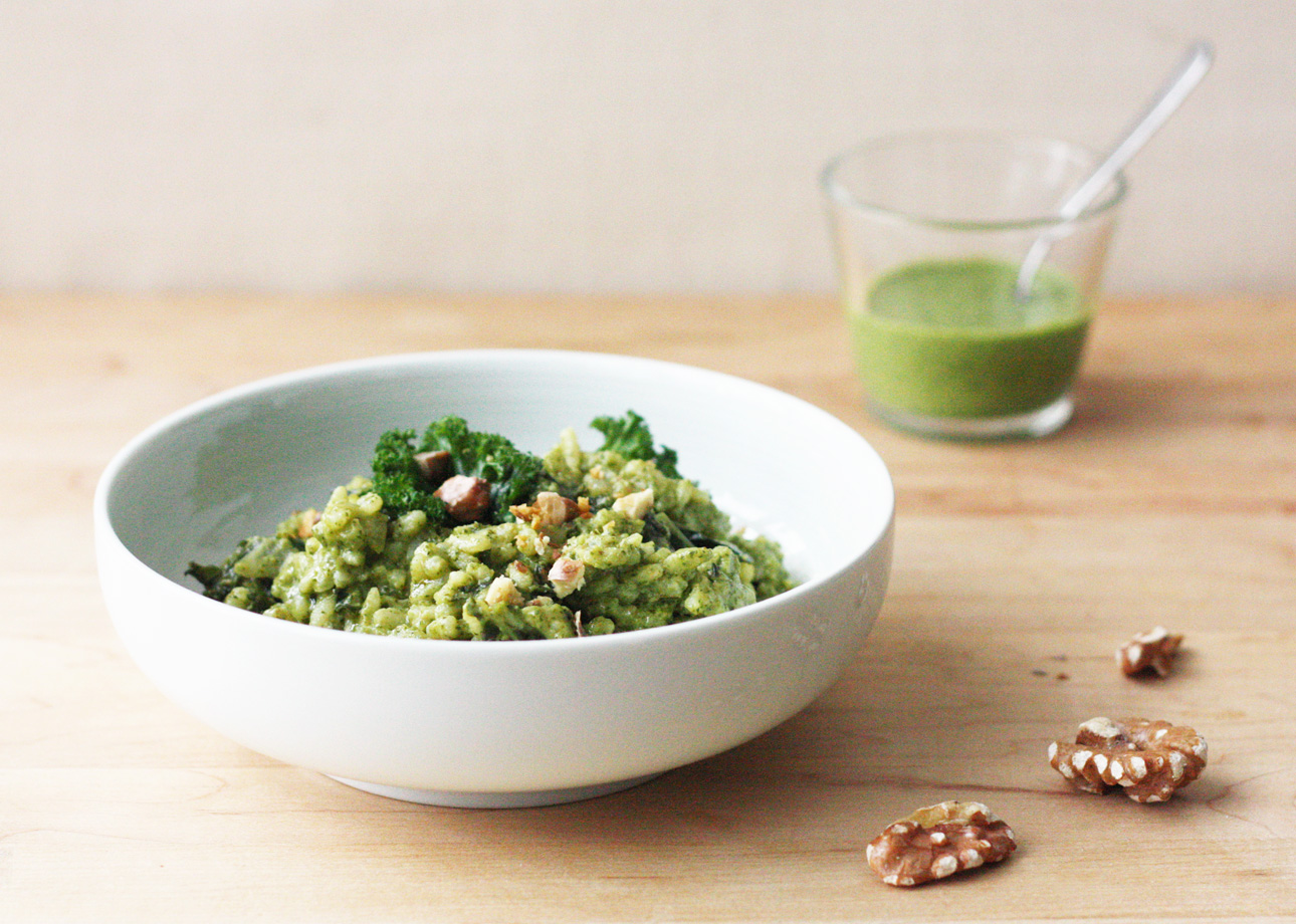 Kale and Walnut Pesto Risotto // FoodNouveau.com