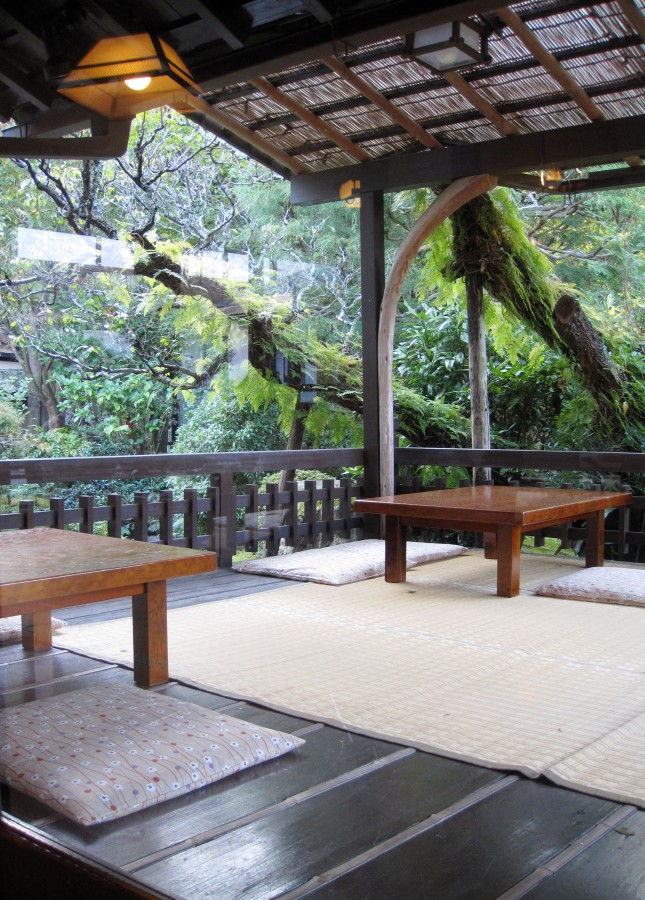 The outdoor patio at Seryo, a ryokan (Japanese inn) in the Ohara region of Japan, an hour north of Kyoto. // FoodNouveau.com