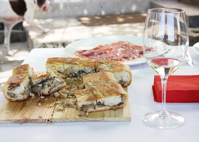 Stuffed bread and cured meats served as a pre-lunch snack at Quinta do Manoella, Douro Valley, Portugal // FoodNouveau.com