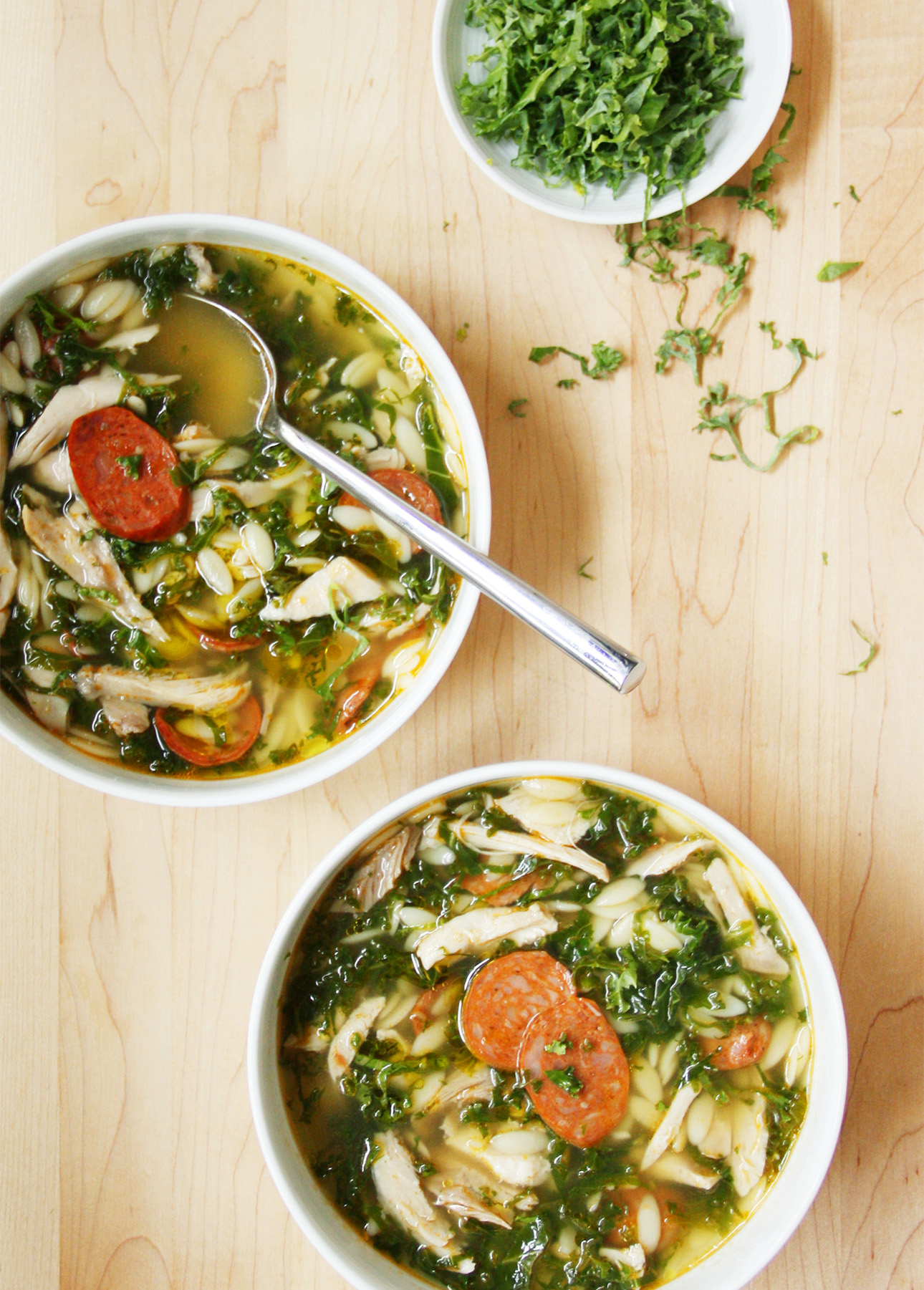 Portugal-Inspired Chicken, Kale, and Orzo Soup // FoodNouveau.com