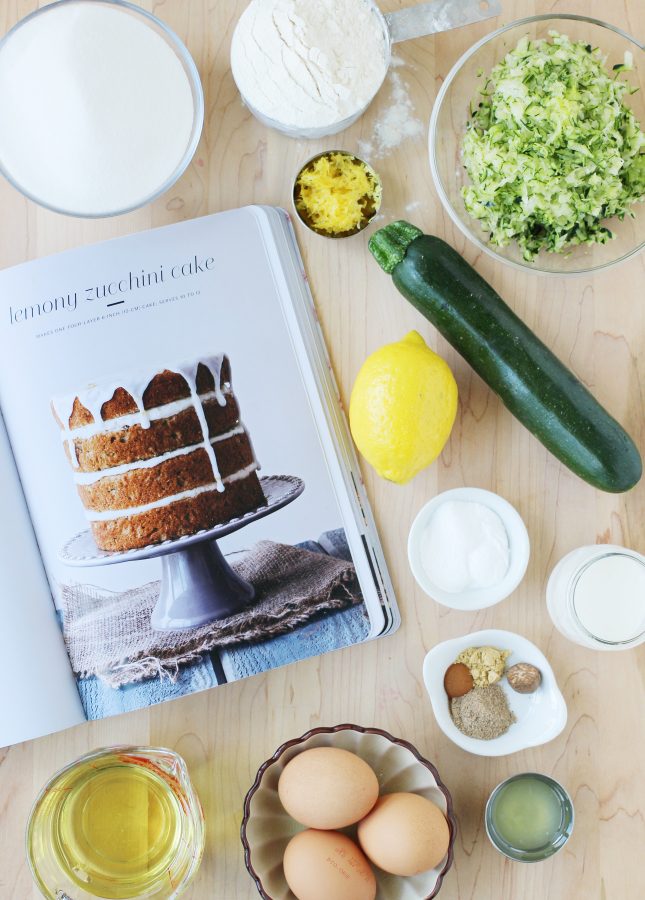 Lemon Zucchini Cake with Goat Cheese Frosting and Lemon Glaze, a recipe adapted from the book Layered by Tessa Huff // FoodNouveau.com