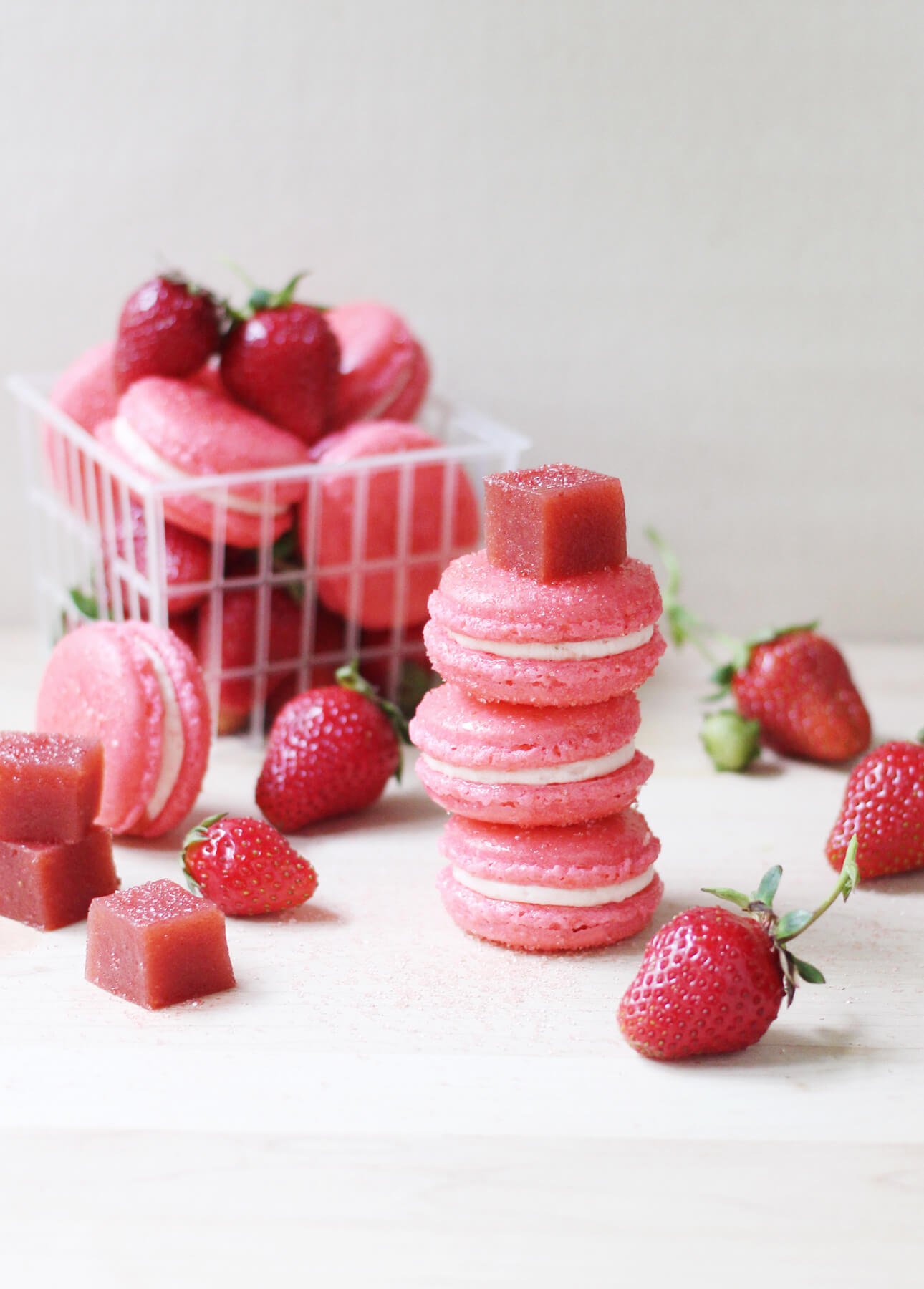 Strawberry and Rhubarb Macarons // FoodNouveau.com