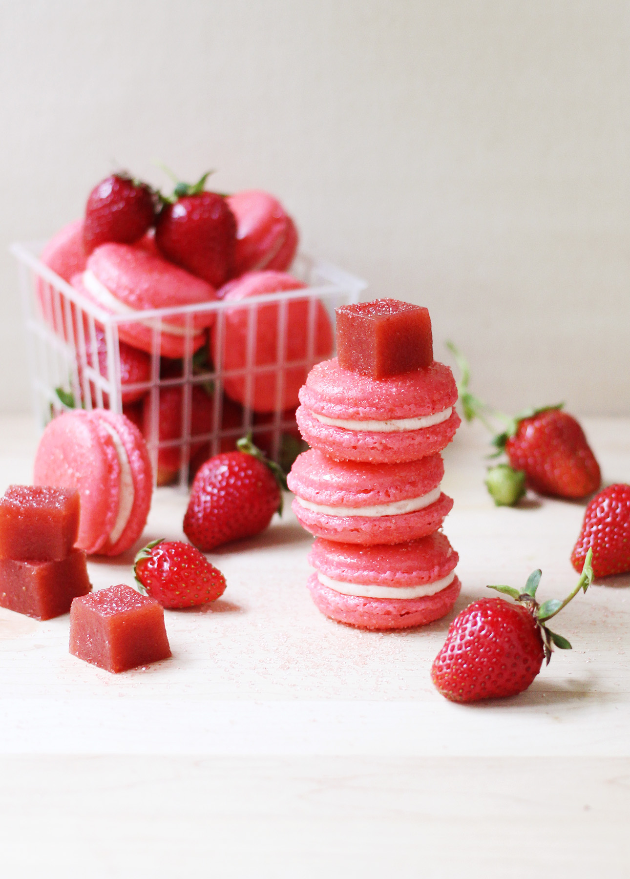 Strawberry Rhubarb French Macarons // FoodNouveau.com