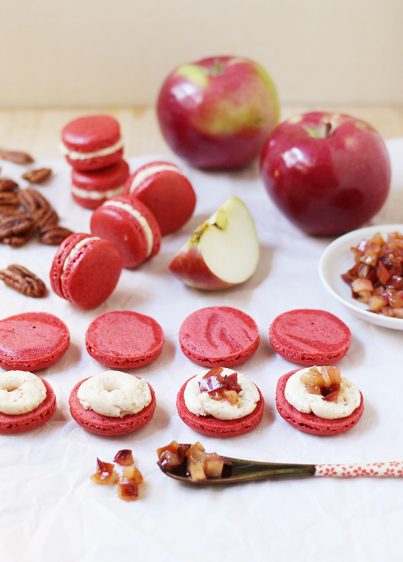 Spiced Apple & Pecan Macarons // FoodNouveau.com