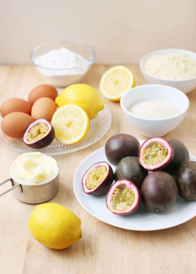 Ingredients to make passion fruit and lemon drizzle cake // FoodNouveau.com