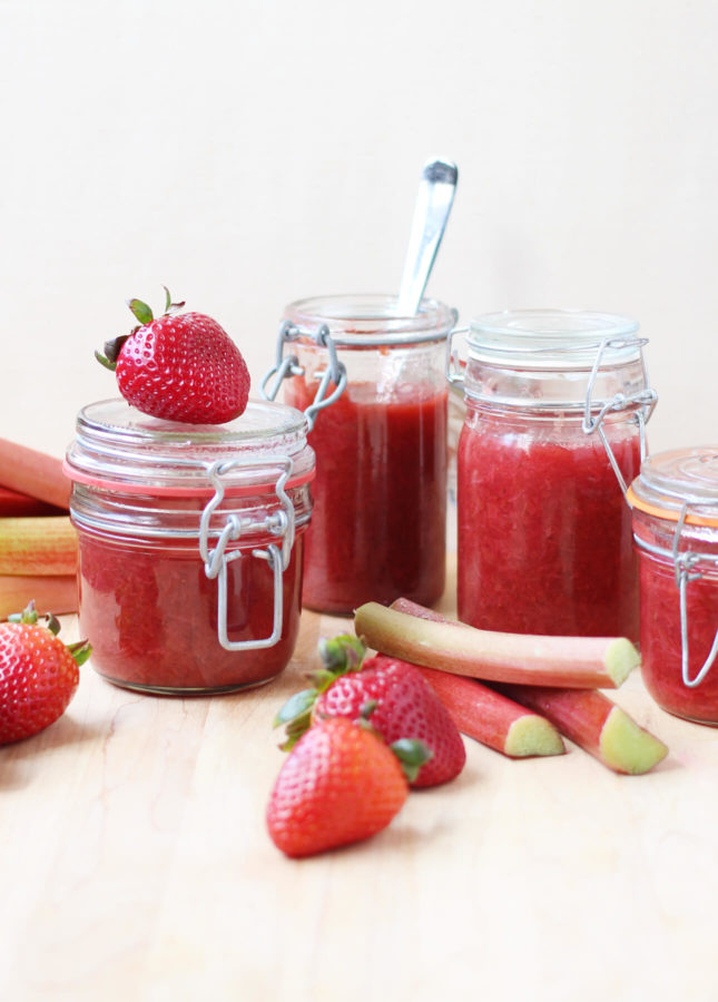 Rosé, Strawberry, and Rhubarb Compote // FoodNouveau.com