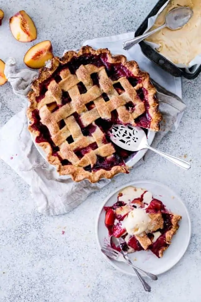 Peach & Blackberry Pie with Olive Oil Gelato, by The Brick Kitchen // FoodNouveau.com