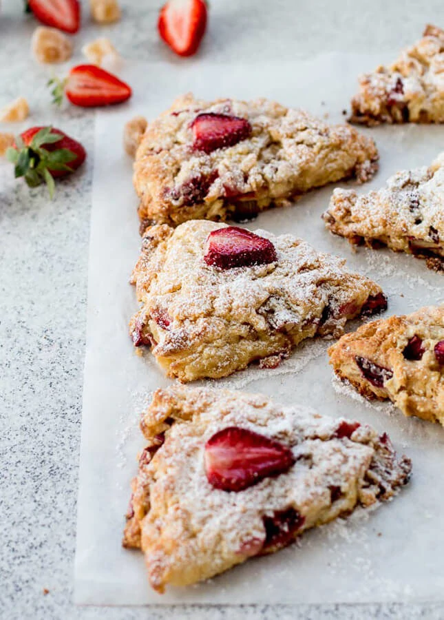 Rhubarb, Strawberry & Ginger Buttermilk Scones, by The Brick Kitchen // FoodNouveau.com