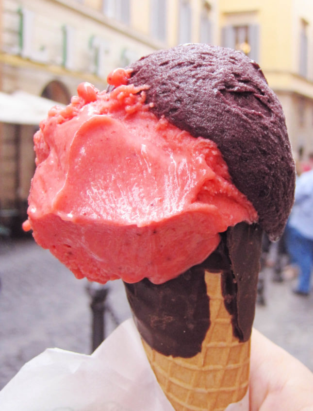Strawberry and blueberry gelati from Giolitti in Rome, Italy // FoodNouveau.com