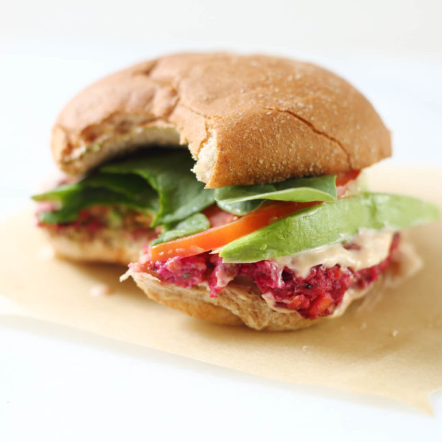 Gluten-Free Veggie Burgers with Sriracha Mayo, by From Scratch Fast // FoodNouveau.com