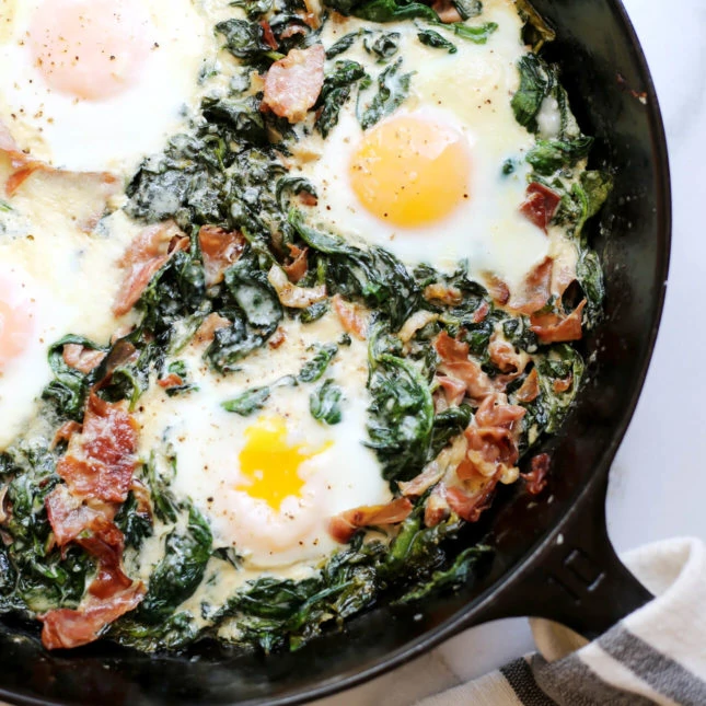 Spinach Baked Eggs, by From Scratch Fast // FoodNouveau.com