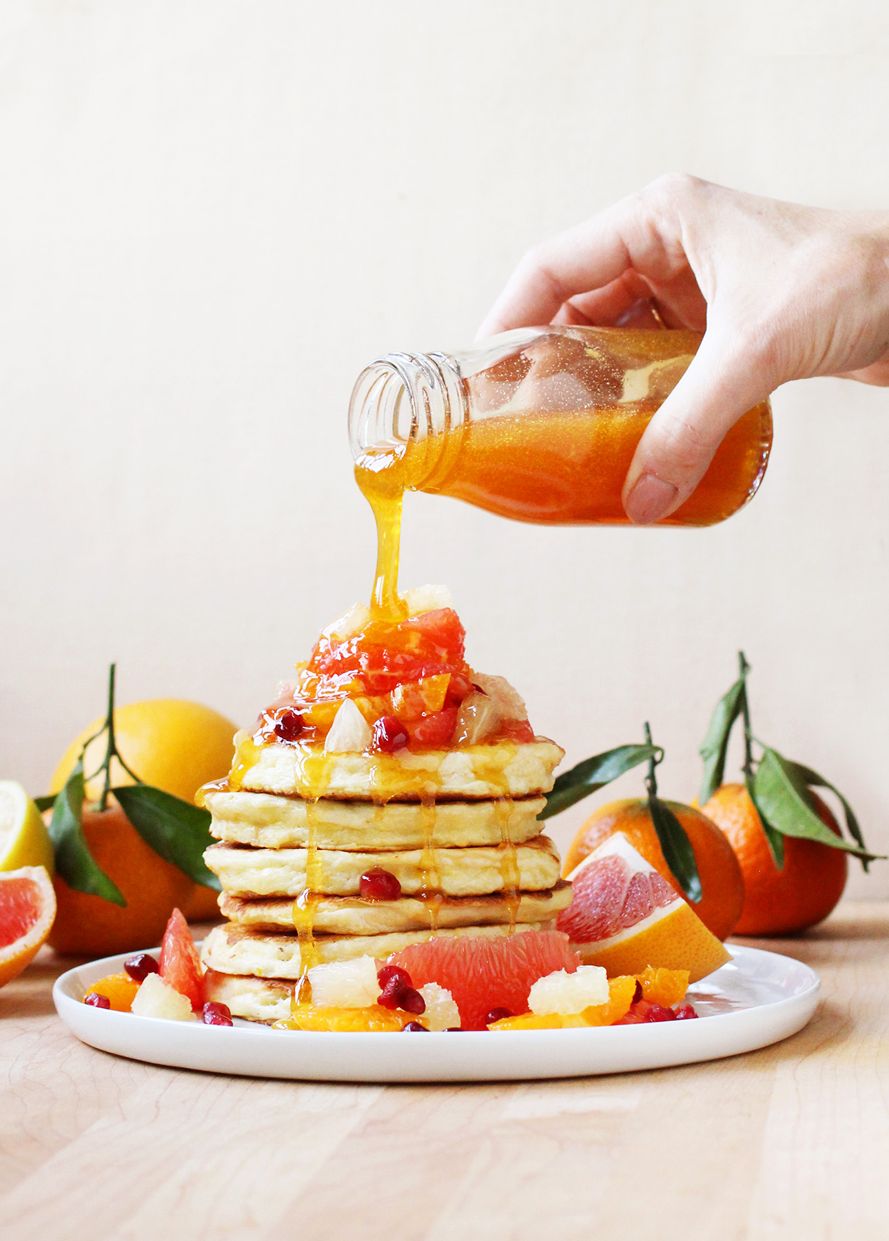 Citrus Ricotta Pancakes with Citrus Syrup // FoodNouveau.com