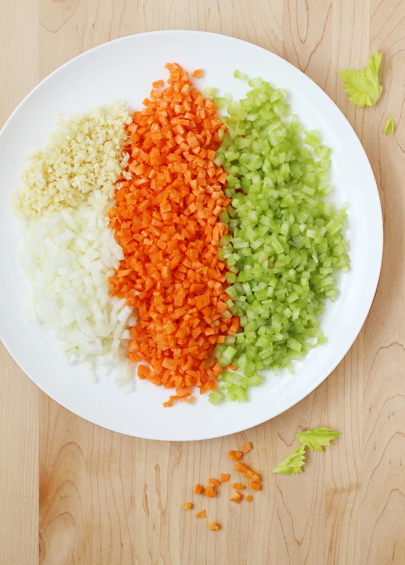 Finely diced vegetables to make Authentic Bolognese Sauce / How to Make an Authentic Bolognese Sauce / FoodNouveau.com