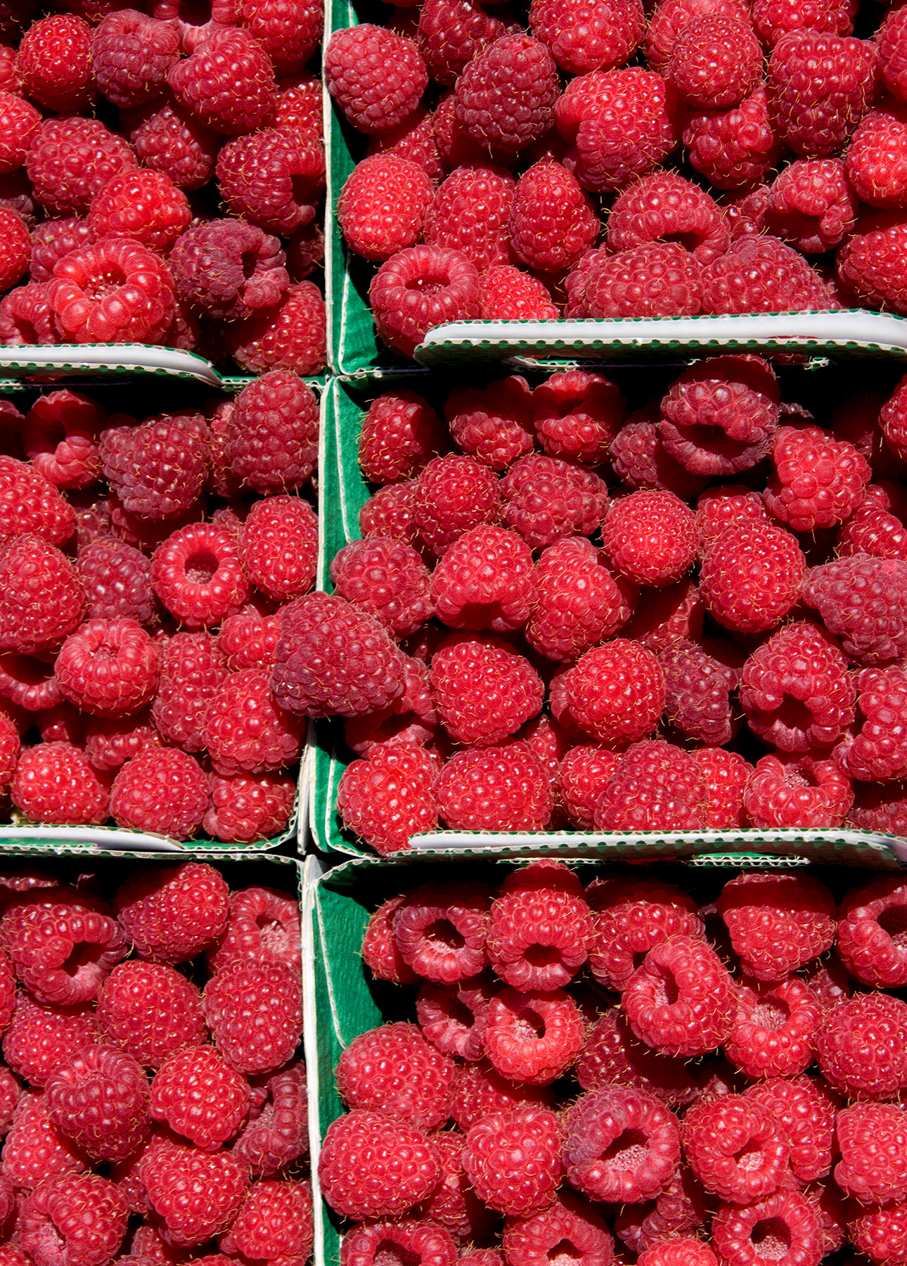 Baskets of fresh raspberries at the market // FoodNouveau.com