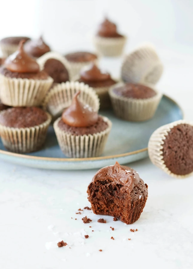 Brownie Bites with Salted Fudge Frosting // FoodNouveau.com