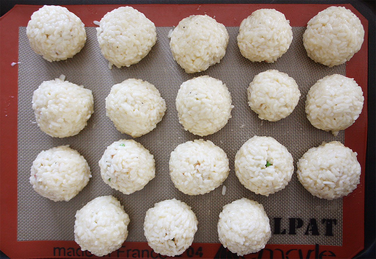 Arancini (Sicilian risotto balls) before being dredged into breadcrumbs and fried // FoodNouveau.com