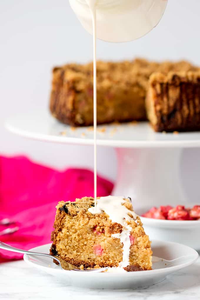 Rhubarb Crumble Cake by Simply Stacie // FoodNouveau.com