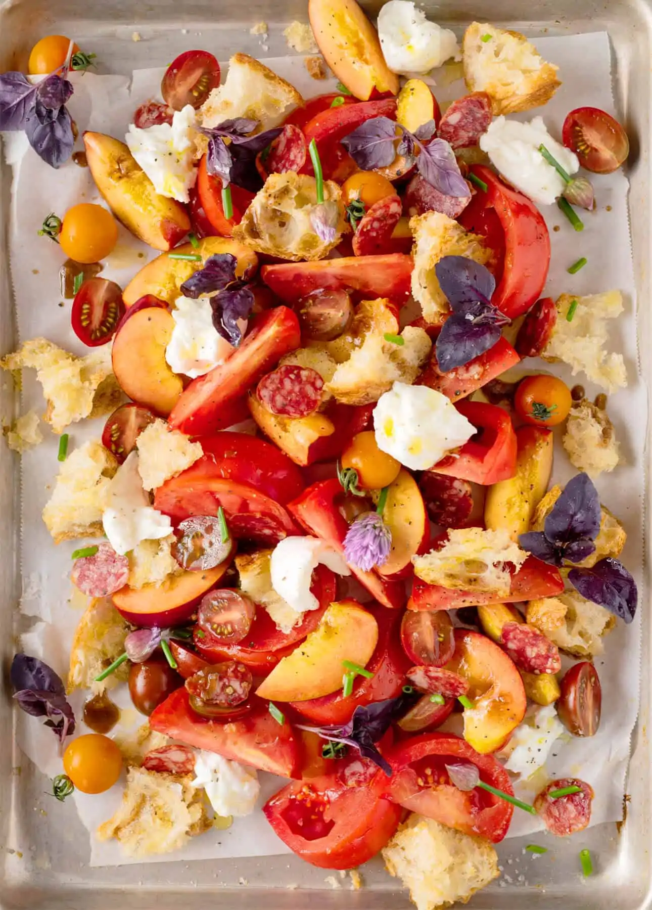 Tomato and Peach Panzanella Salad // FoodNouveau.com