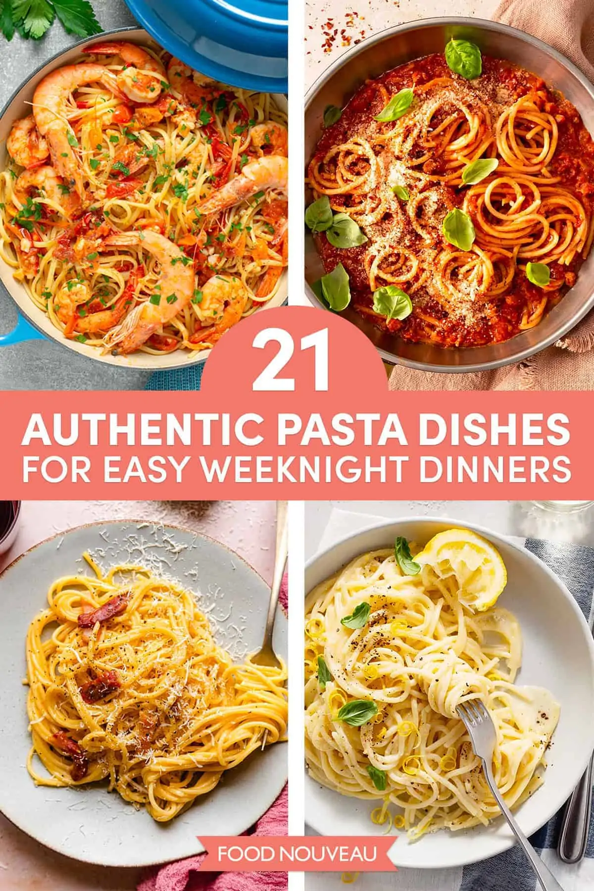 21 Easy Authentic Italian Pasta Dishes for Weeknight Dinners // FoodNouveau.com