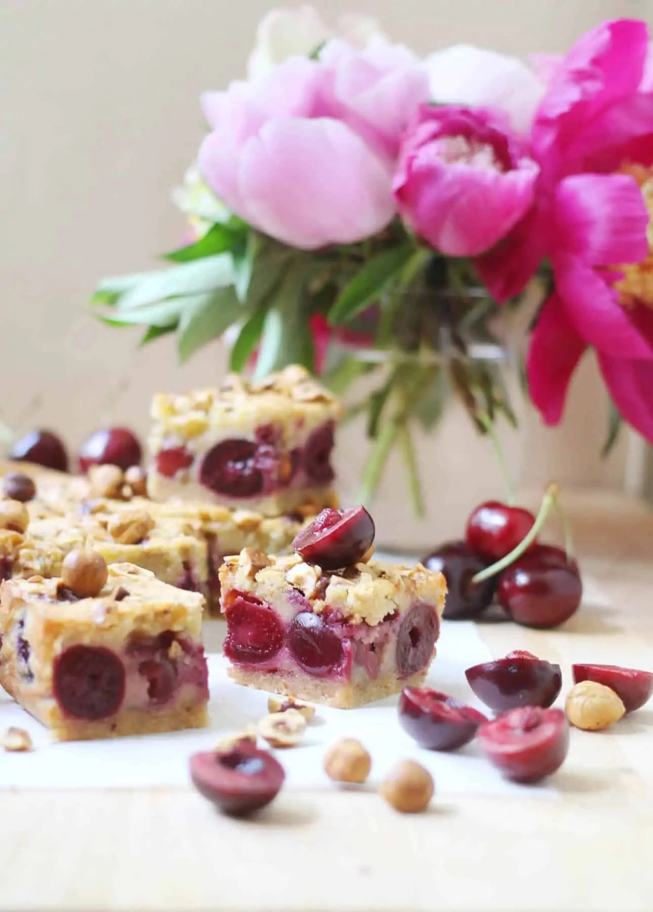 Brown Butter, Hazelnut and Cherry Clafoutis Bars by Food Nouveau