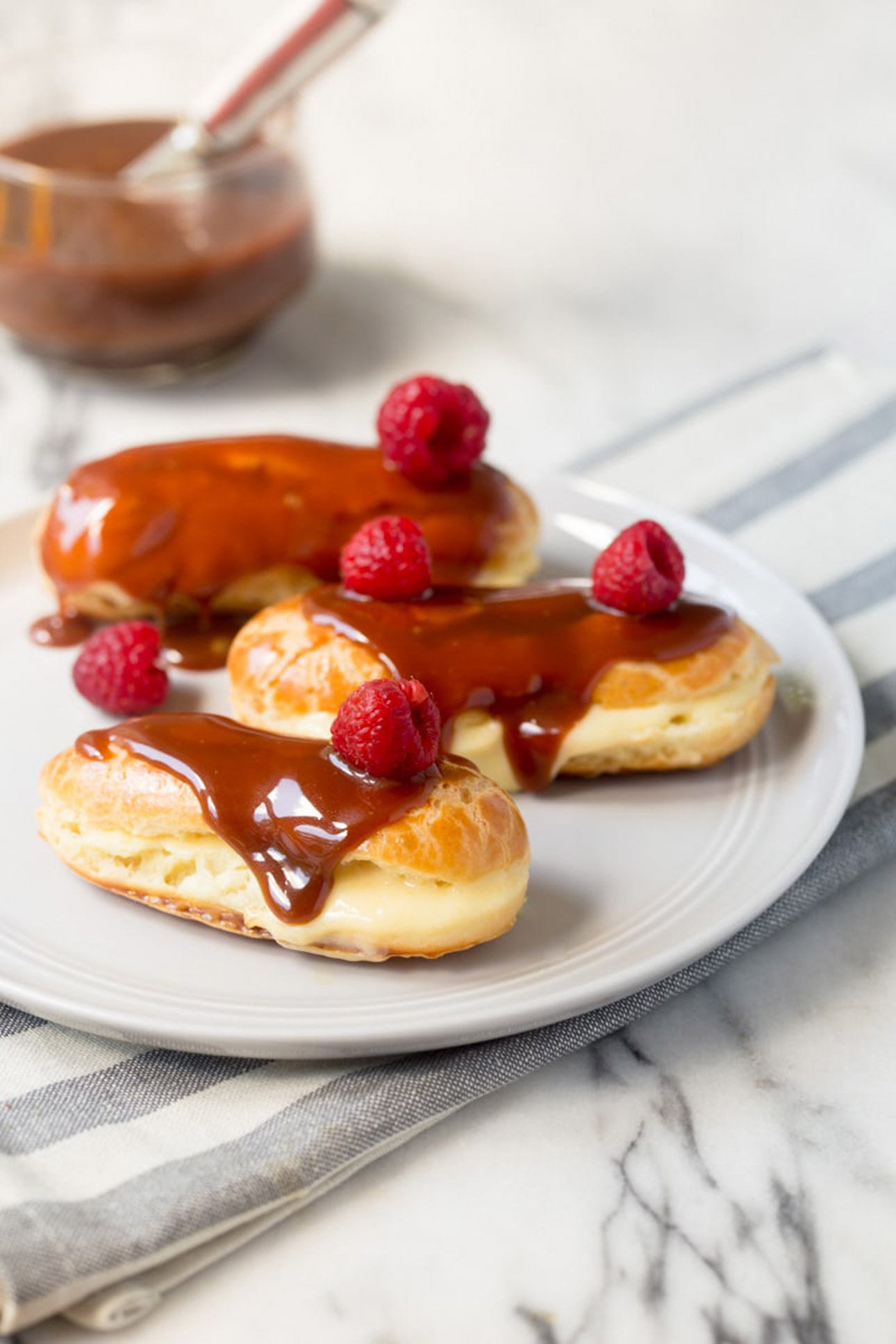 Salted Caramel Éclairs by Dessert for Two
