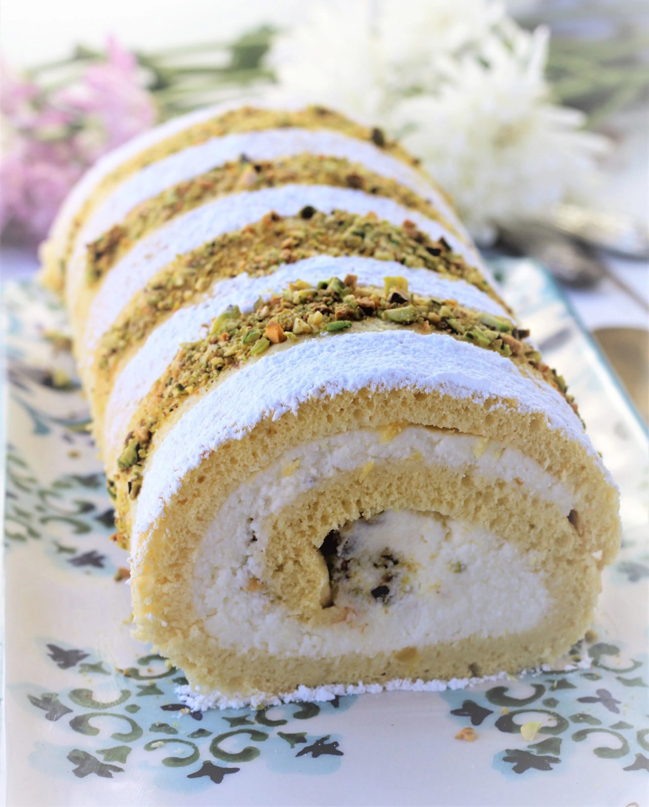 Ricotta Pistachio Roll Cake by Mangia Bedda