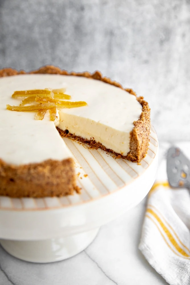 Creamy Lemon Pie with Easy Almond Crust by From Scratch Fast // FoodNouveau.com