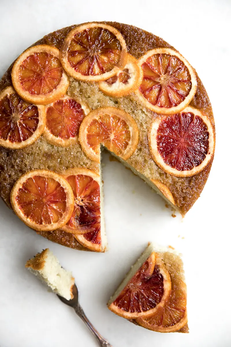 Blood Orange Upside Down Cake by The Forked Spoon, one of 35 Irresistible Orange Dessert Recipes on FoodNouveau.com