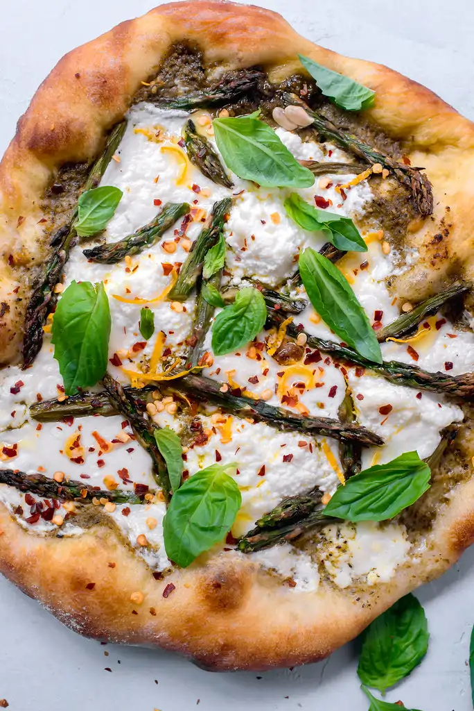 Spring Pizza with Pesto, Asparagus, and Fresh Lemon Zest by Little Ferrano Kitchen // FoodNouveau.com