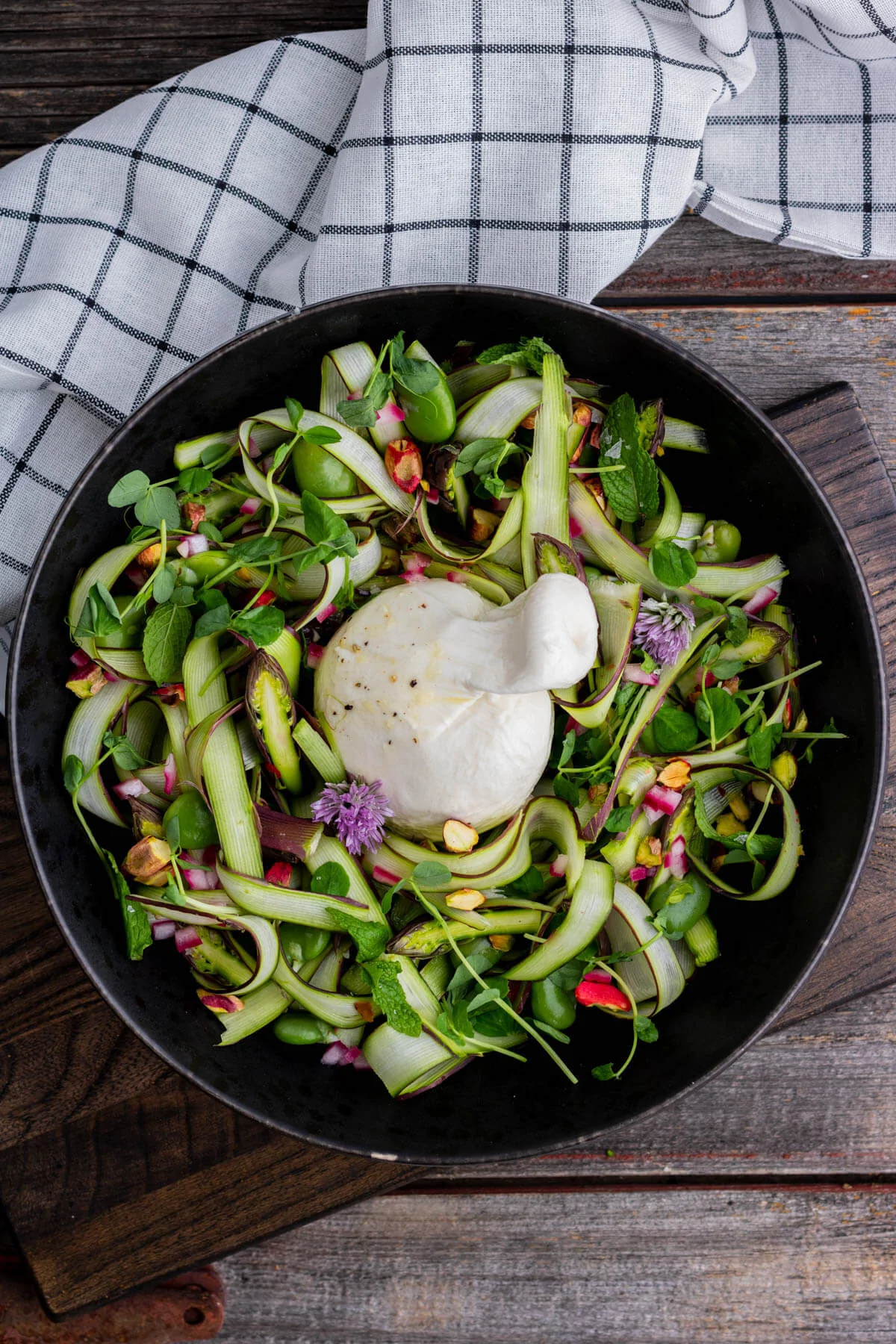 Shaved Asparagus Salad with Burrata by Dish 'n' the Kitchen // FoodNouveau.com