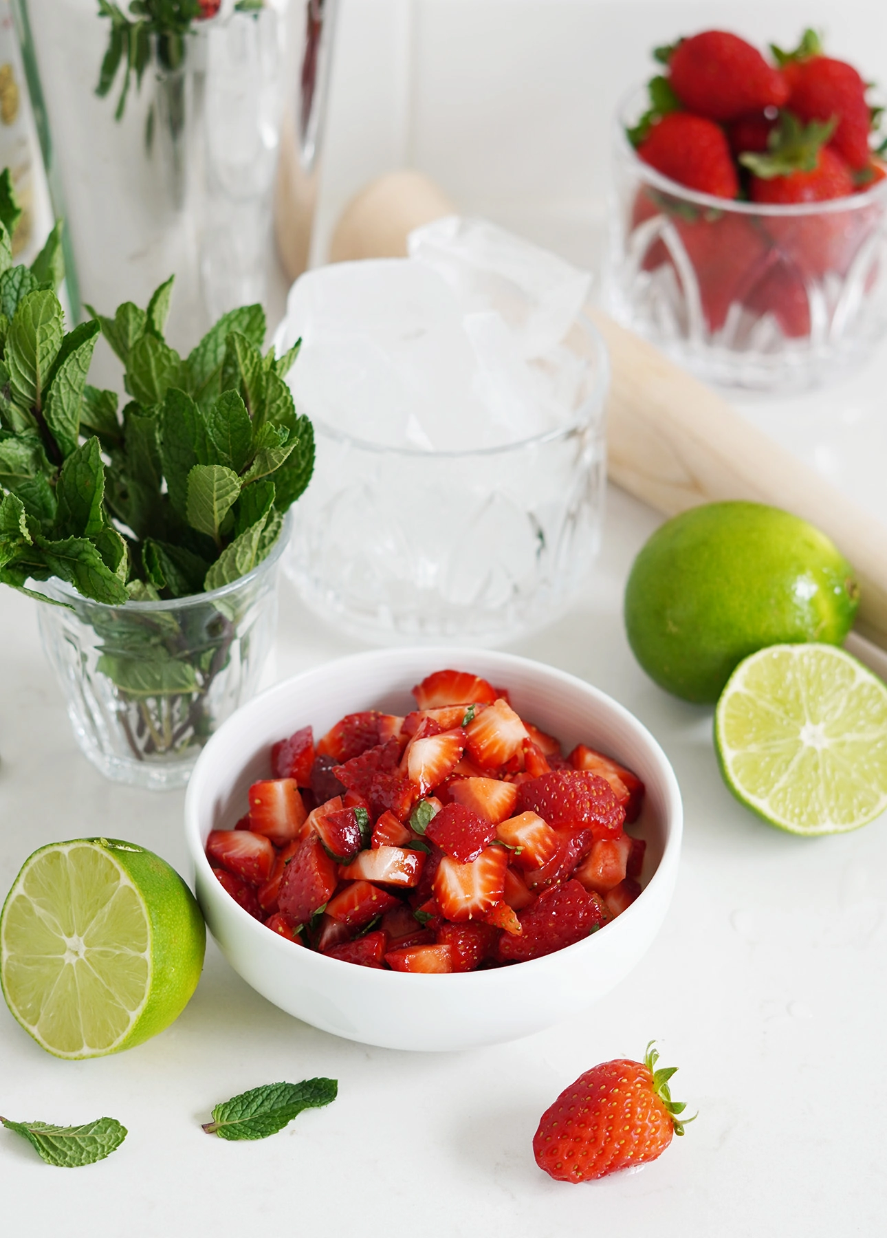 Macerated fresh strawberries to make Strawberry Mojito // FoodNouveau.com