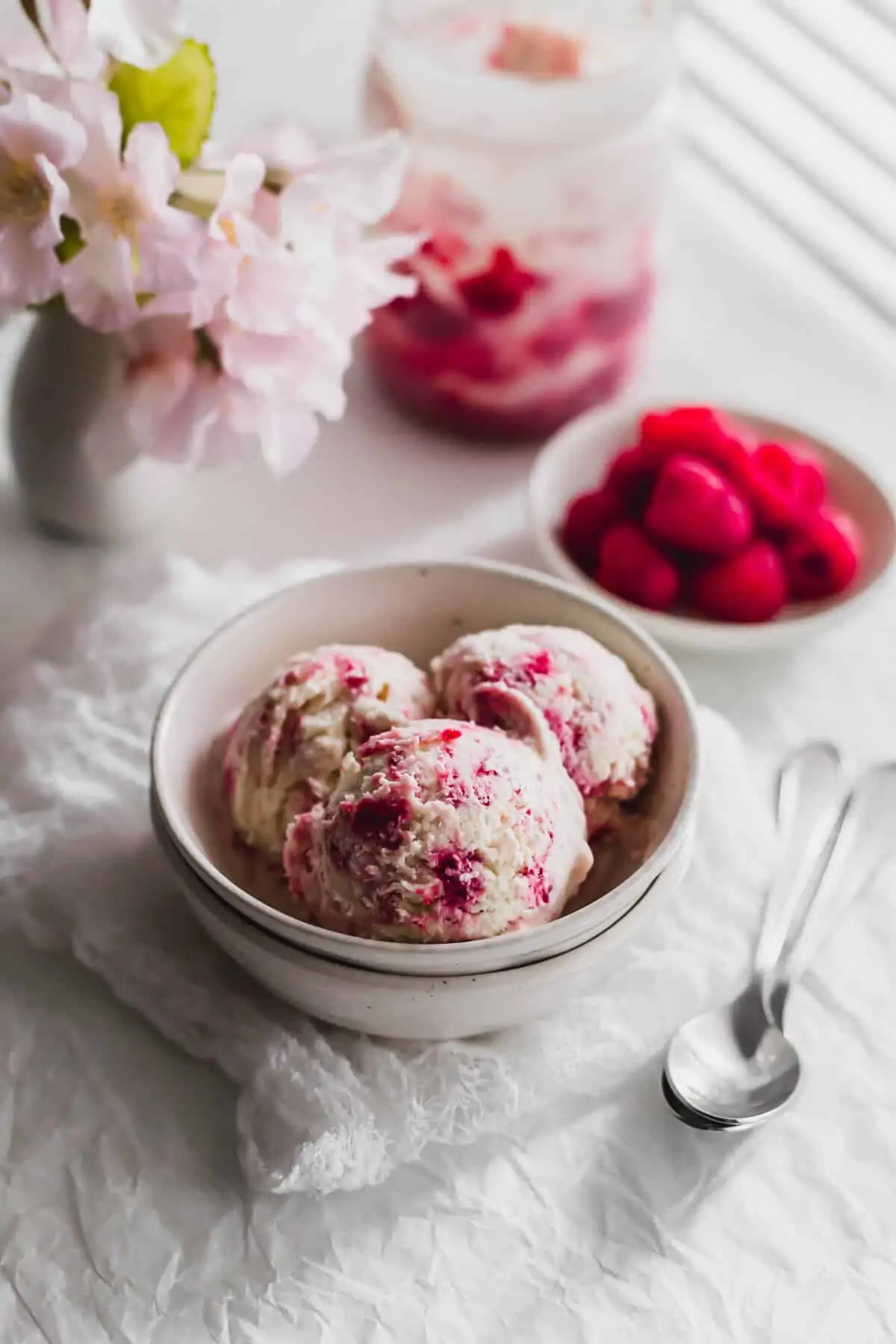No-Churn Raspberry Ripple Ice Cream by Sift and Simmer // FoodNouveau.com