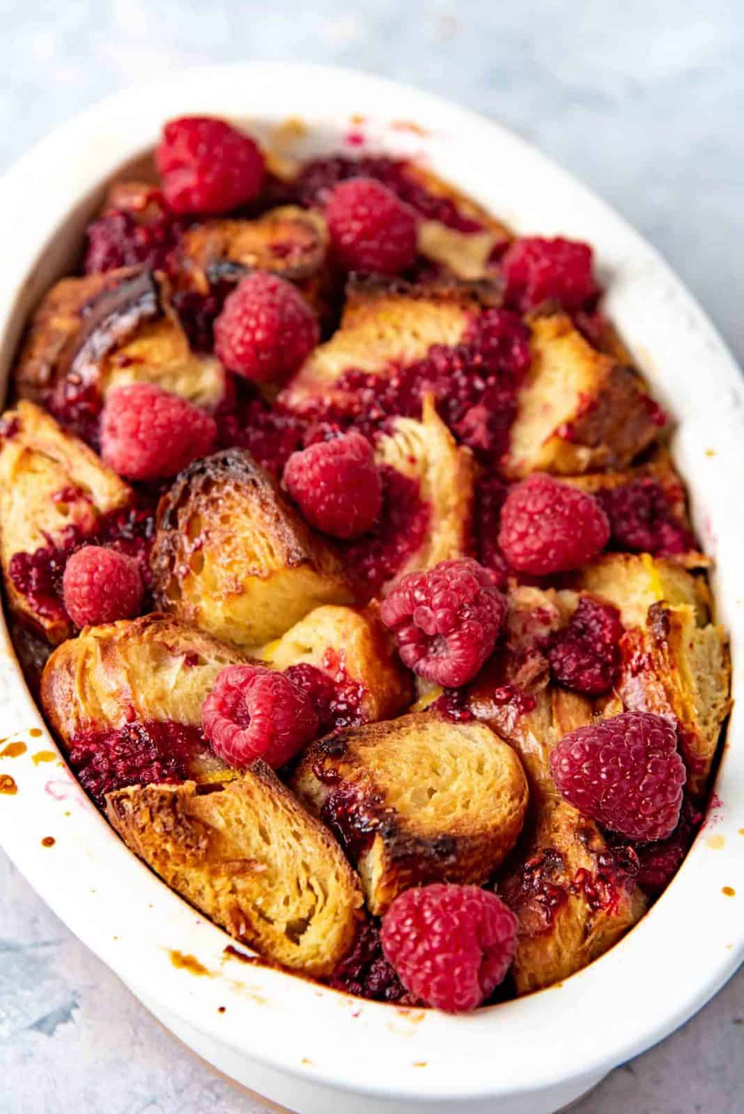 Raspberry Croissant Bread Pudding by The Flavor Blender // FoodNouveau.com