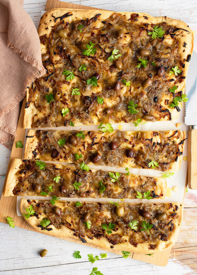 How to Make Pissaladière (Provençal Caramelized Onion and Anchovy Tart), a Step-by-Step Recipe with Video // FoodNouveau.com
