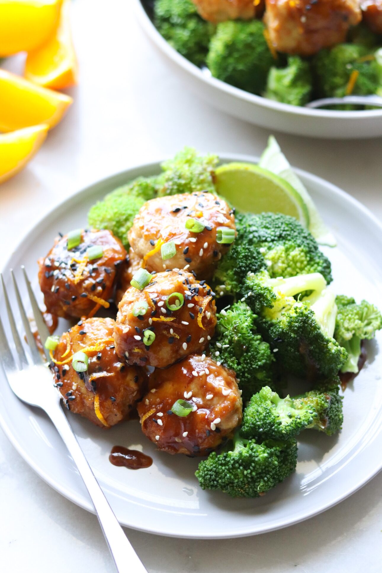 Easy Orange Chicken Meatballs by Cook at Home Mom // FoodNouveau.com