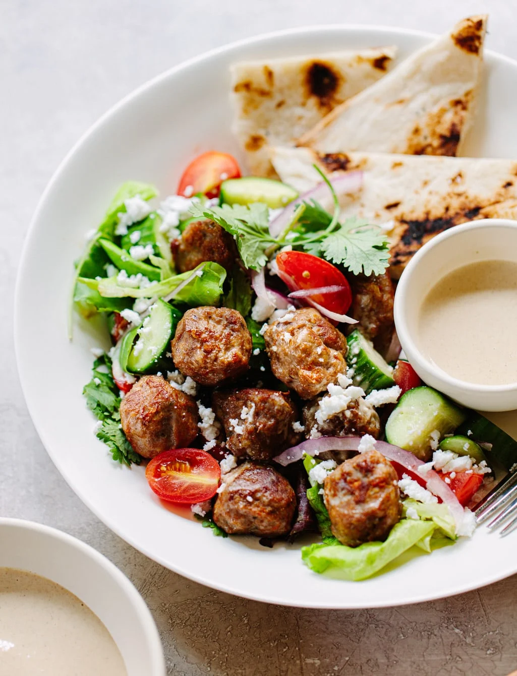 Chicken Gyro Meatball Salad by Family Style Food // FoodNouveau.com