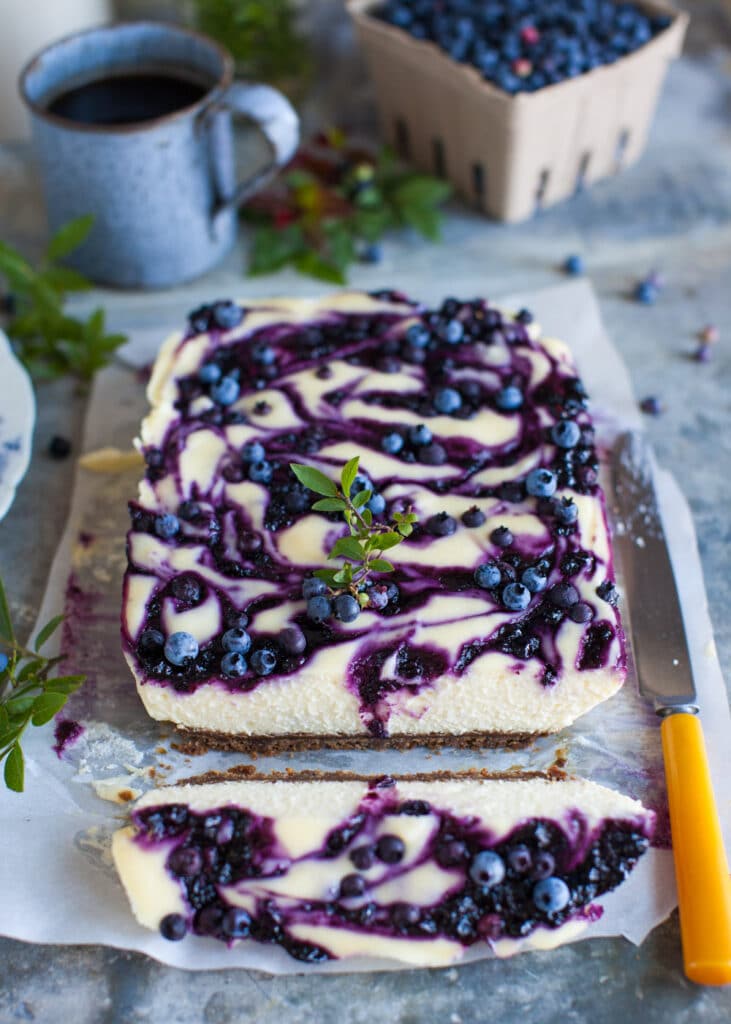 Wild Blueberry Slab Cheesecake by Simple Bites // FoodNouveau.com