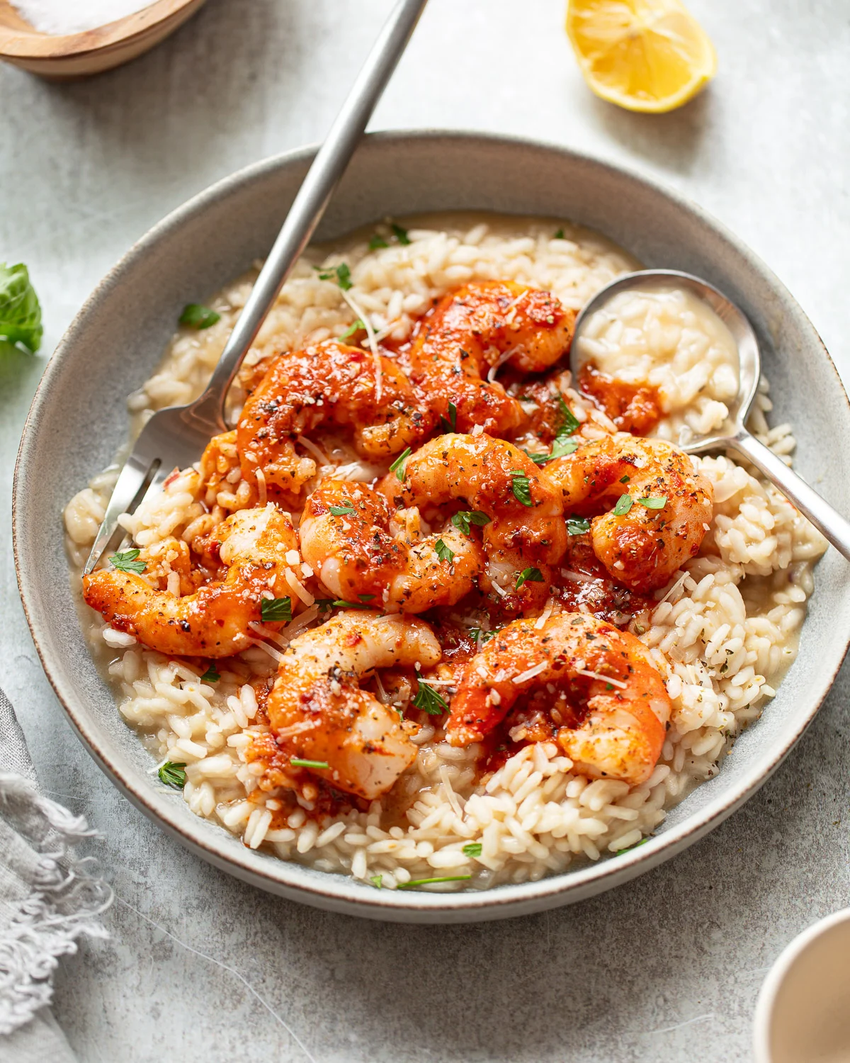 Sautéed Shrimp Risotto with Tomato Butter Sauce by Familystyle Food // FoodNouveau.com