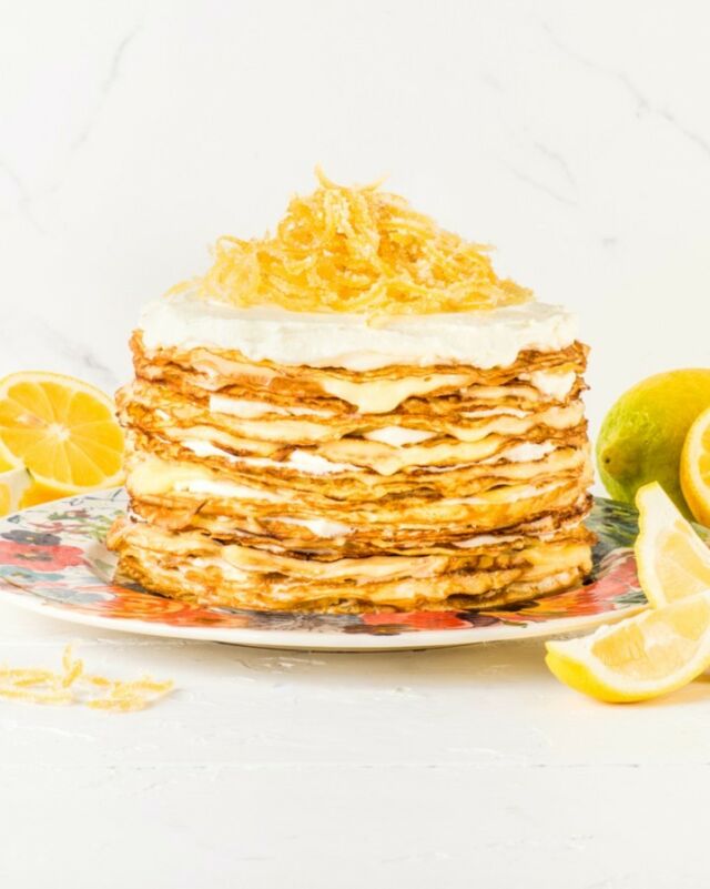 LEMON & MASCARPONE CRÊPE CAKE 🍋​​​​​​​​
.​​​​​​​​
I think all cakes are spectacular, from simple loaf cakes to elaborate layered cakes. The simple act of making a cake feels special, and serving it adds a bit of magic to the everyday ✨​​​​​​​​
.​​​​​​​​
Of all cakes, though, I find that crêpe cakes create some of the biggest reactions. There's something with those frilly layers and oozing filling that's just irresistible! Of course, when I make a crêpe cake, it has to be citrus 😍 I shared this mile-high lemon and mascarpone crêpe cake in my first cookbook, #SimplyCitrus, and it has been shared many times ever since and for good reason. This dessert is guaranteed to impress your guests, but you'll love that it's a totally manageable project to carry out. You can prepare the crêpes days in advance, and even freeze the assembled cake up to a week ahead of when you need it. So practical, yet so deliciously spectacular! 👌🏼​​​​​​​​
.​​​​​​​​
The recipe for my Mile-High Lemon and Mascarpone Crêpe Cake is in my cookbook, Simply Citrus. You can get a SIGNED COPY through the link in my profile! 💁🏼‍♀️ You can find my book on Amazon, too 🙌🏼​​​​​​​​
.​​​​​​​​
You can also copy + paste this link to get more info: https://foodnouveau.com/cookbooks/simply-citrus/​​​​​​​​
Or DM me for any questions you might have about my cookbooks or any of my recipes! 🤗