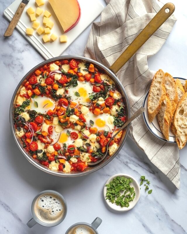 BREAKFAST SKILLET 🍳
.
Already daydreaming about this weekend's brunch? I don't blame you, it happens to me every Friday at about this time of day 🫣 Recently, this all-in-one breakfast skillet has been on repeat at my house, not only for brunch, but for lunch, and dinner too! Very loosely inspired by a shakshuka, which is my favorite brunch dish ever, this skillet is packed with veggies (sweet potato, kale, cherry tomatoes) and proteins (eggs, cheese, and white beans.) It's a breakfast of champions—and a dish that will make you want to jump out of bed 🏃🏼‍♀️‍➡️🏃🏼‍♀️‍➡️🏃🏼‍♀️‍➡️
.
If you usually don't feel ready to cook early in the morning, you can prep the base of this skillet (sauce and veggies) days ahead of time. The morning of, simply reheat, mix in the cheese, crack in the eggs, pop in the oven and you're done! Serve with toasted baguette and you're basically in brunch heaven 😇
.
Get my recipe for this highly tempting Breakfast Skillet 👀 through the link in my profile!
.
Client: @fromagerie.bergeron 🙌🏼
Photographer: @catherinecote 📸
Recipe + styling: Moi 💁🏼‍♀️
.
🚨 Always open to collabs with new clients! I love creating recipes and images for YOUR platforms. If you're looking for dishes that look and taste as delicious as this amazing skillet, drop into my DMs asap! 🚨